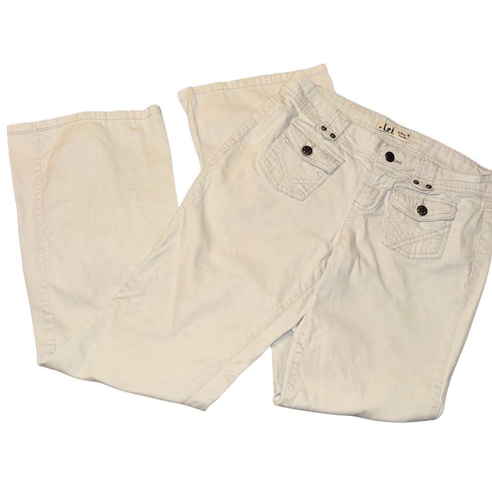 Y2K Women's LEI‎ Low Rise Flare Corduroy Pants Khaki Juniors 5 29x31
